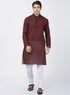 Vastramay Pure Handloom Cotton Maroon and White Baap Beta Kurta Pyjama set